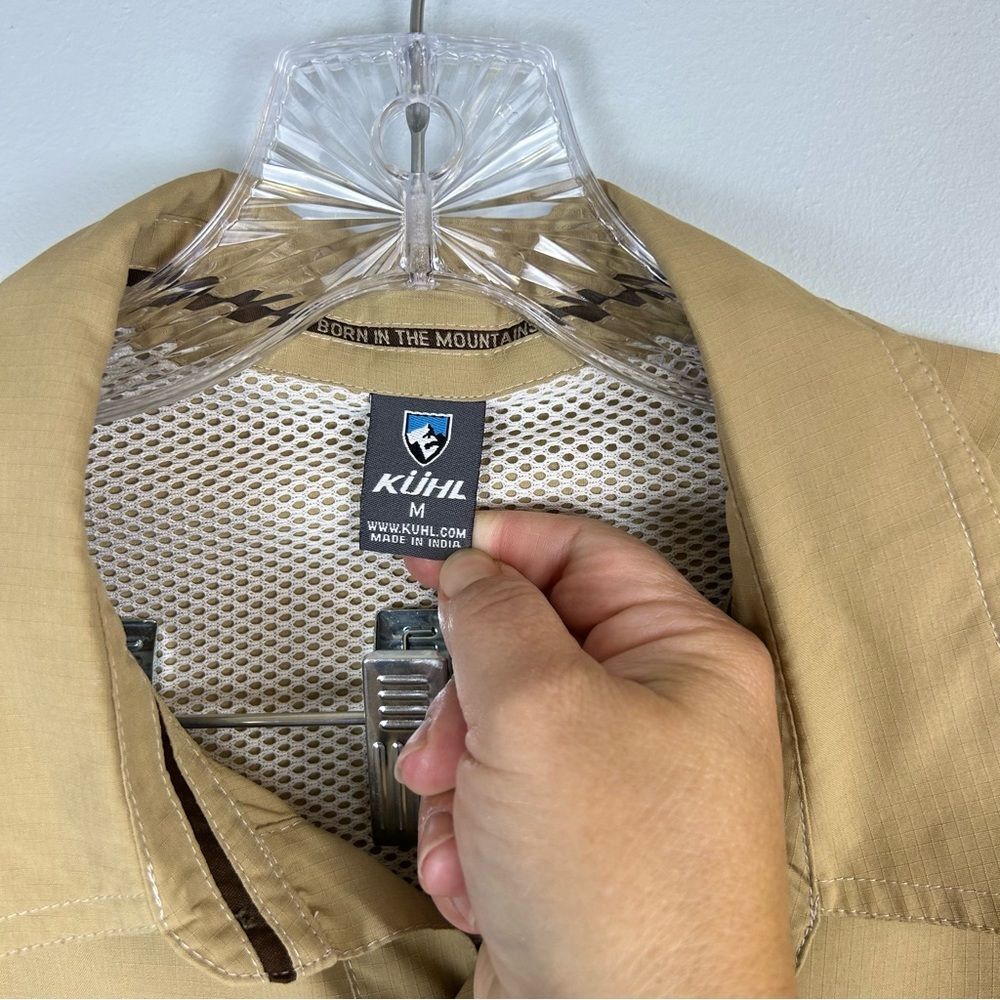 Kuhl Wunderer Short Sleeve Shirt UPF 50 Khaki Outdoors Hiking Fishing Casual M - Picture 4 of 16